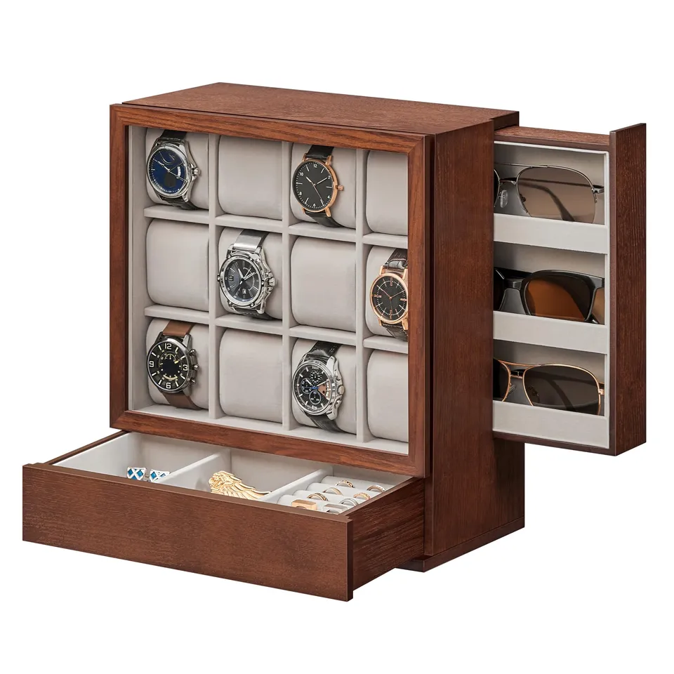 songmics-uhrenbox-12-f-cher-mit-fenster-massivholzfurnier image 1