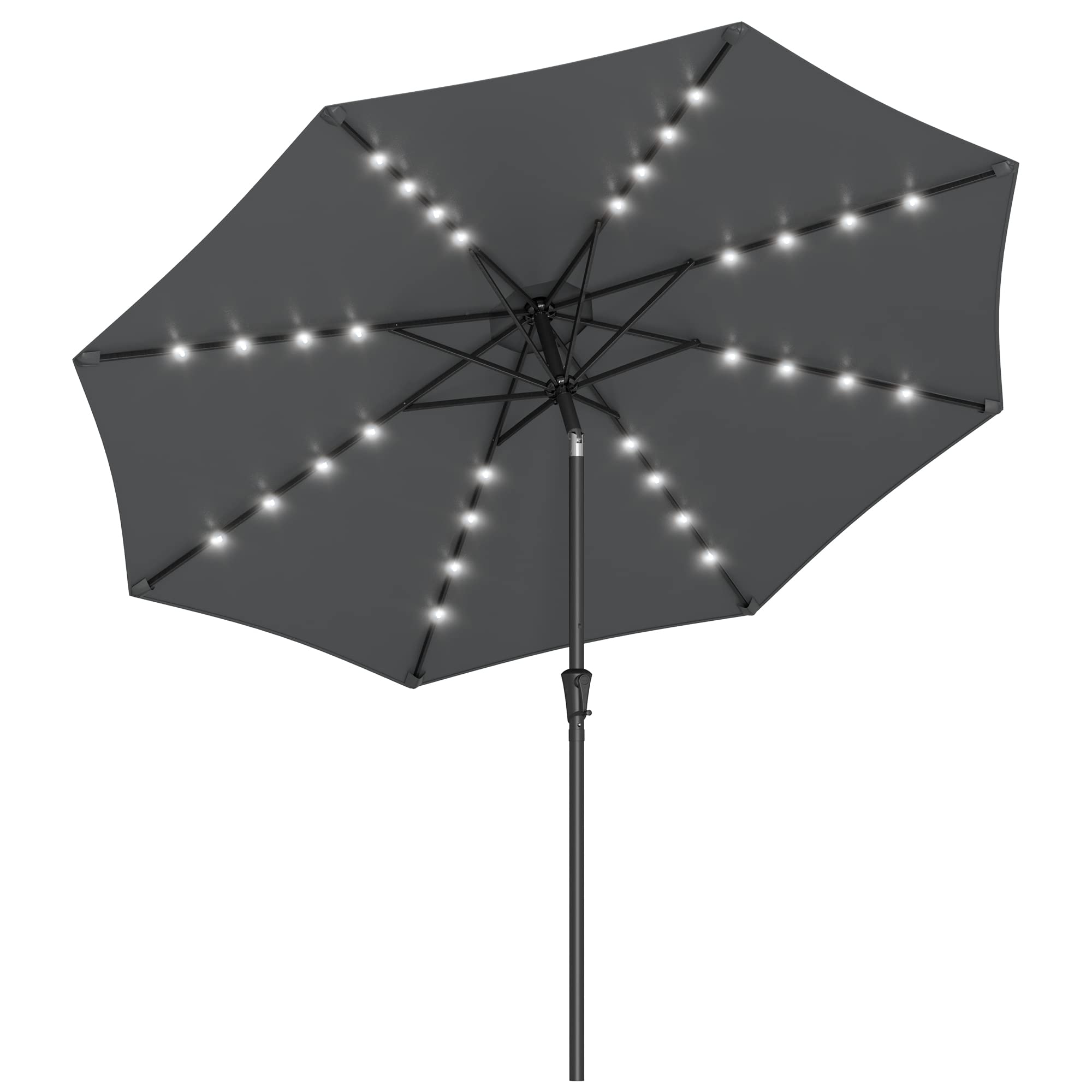 songmics-gpu33gy-sonnenschirm-300-cm-mit-led-solar-beleuchtung-grau image 1