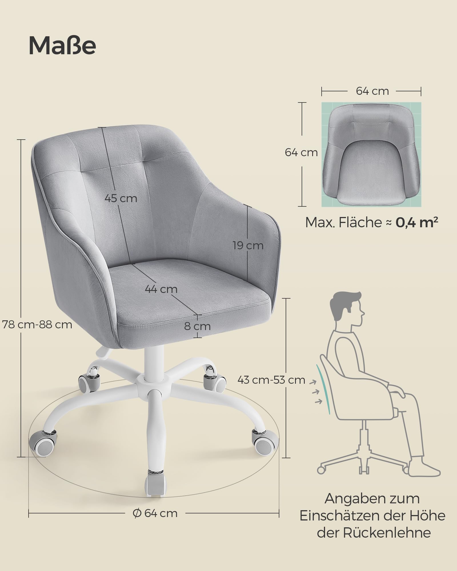 songmics-homeoffice-stuhl-drehstuhl-samt-h-henverstellbar-bis-110-kg-taubengrau- image 3