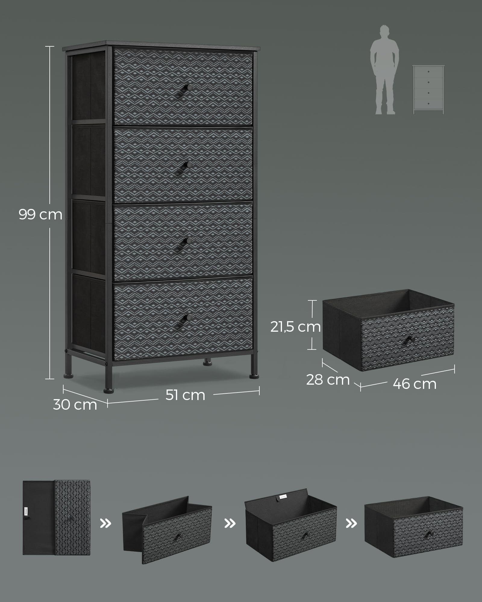 songmics-kommode-mit-4-stoffschubladen-30-x-51-x-99-cm-ebenholzschwarz-lts114b01 image 2