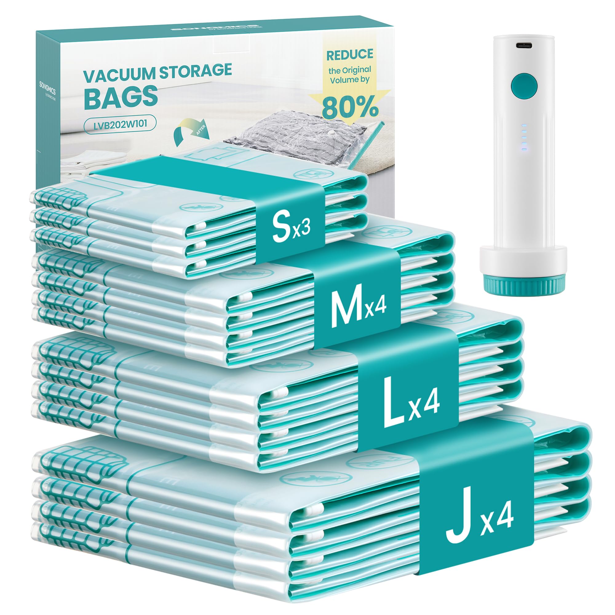 songmics-vakuumbeutel-15er-set-s-m-l-j-mit-elektrischer-usb-c-pumpe image 1