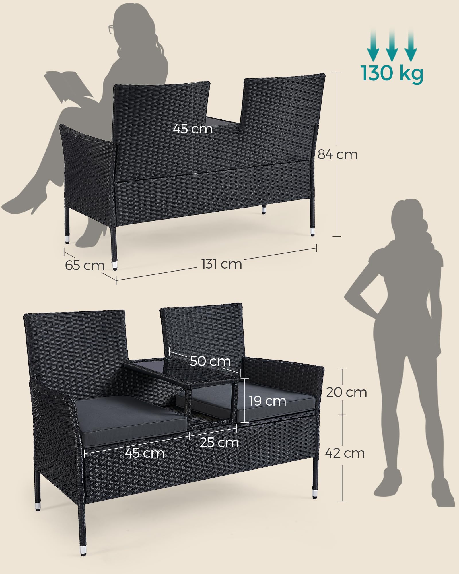 songmics-ggf022b01-balkonsofa-gartenbank-mit-tisch-pe-rattan-schwarz-dunkelgrau image 2