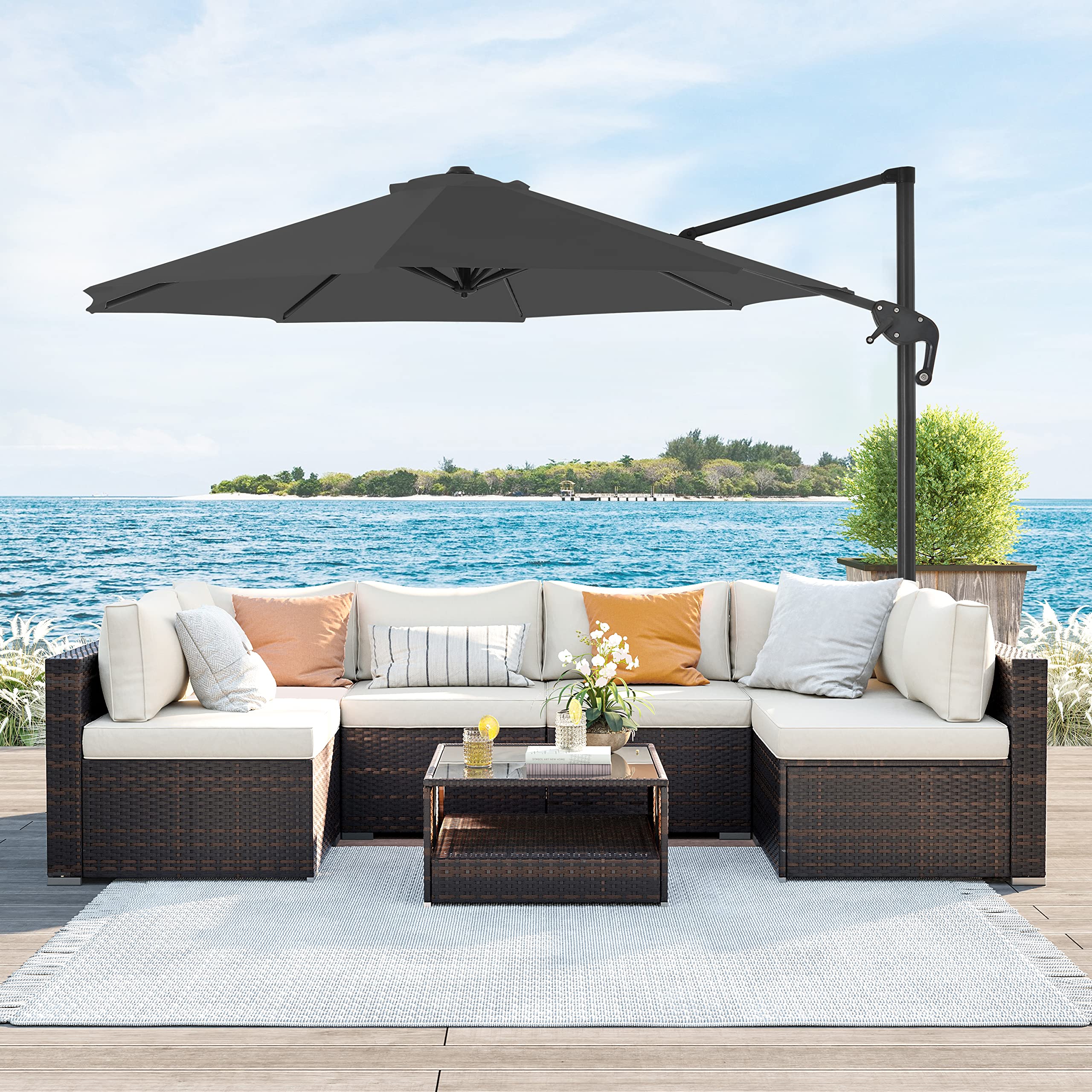 songmics-ampelschirm-gpu35gy-300-cm-upf-50-360-drehbar-mit-st-nder-grau image 3
