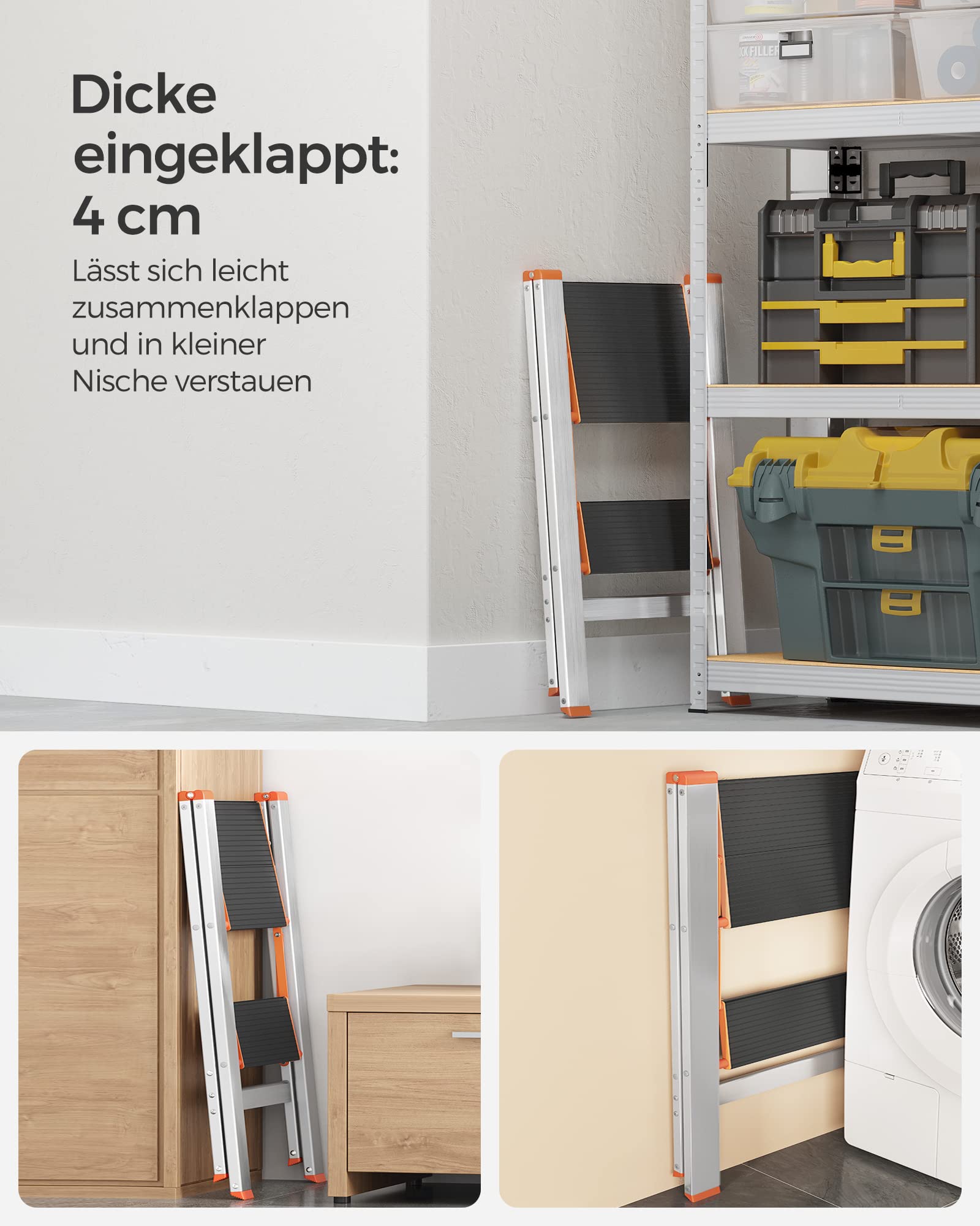 songmics-glt022b01-leiter-2-stufen-alu-klappbar-silber-bis-150-kg image 2