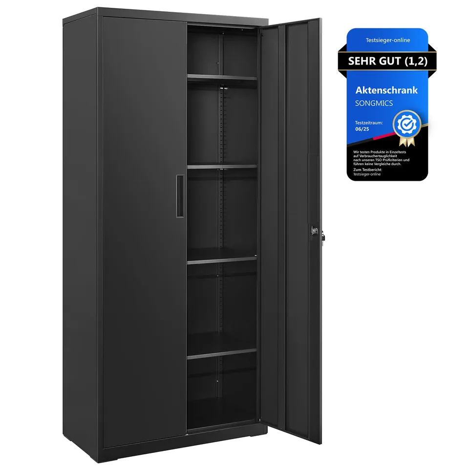 songmics-aktenschrank-metall-5-ebenen-80x40x180-cm-mit-schloss-omc015b01 image 1