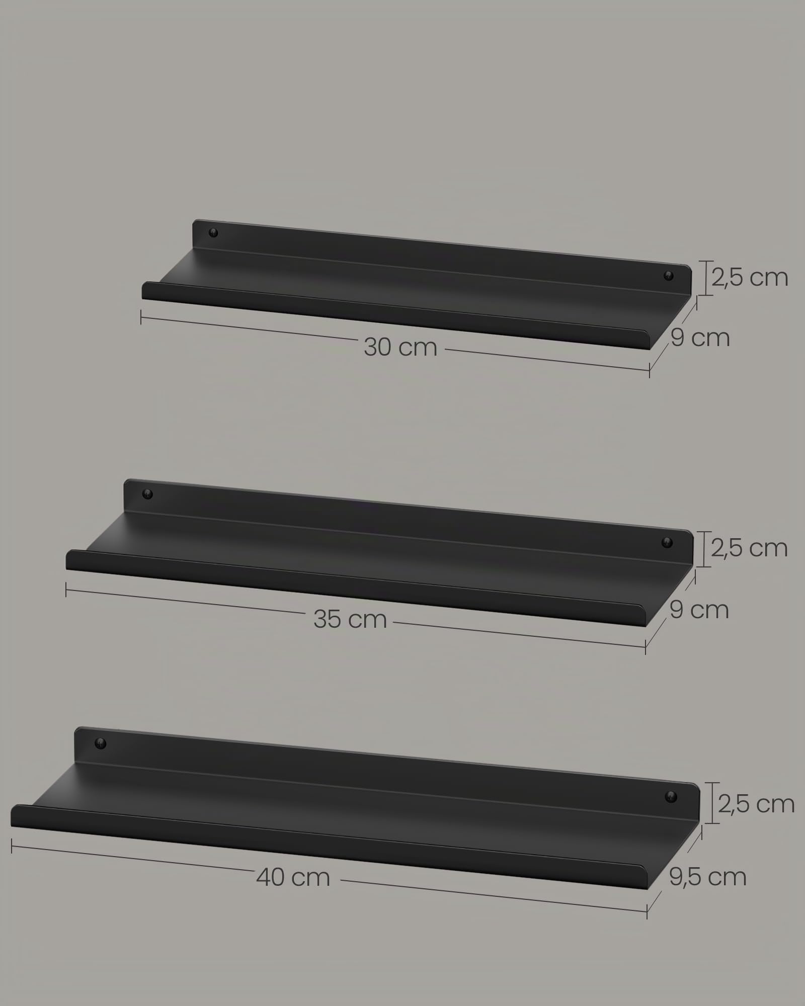 songmics-custos-wandregal-metall-3er-set-schwarz image 3