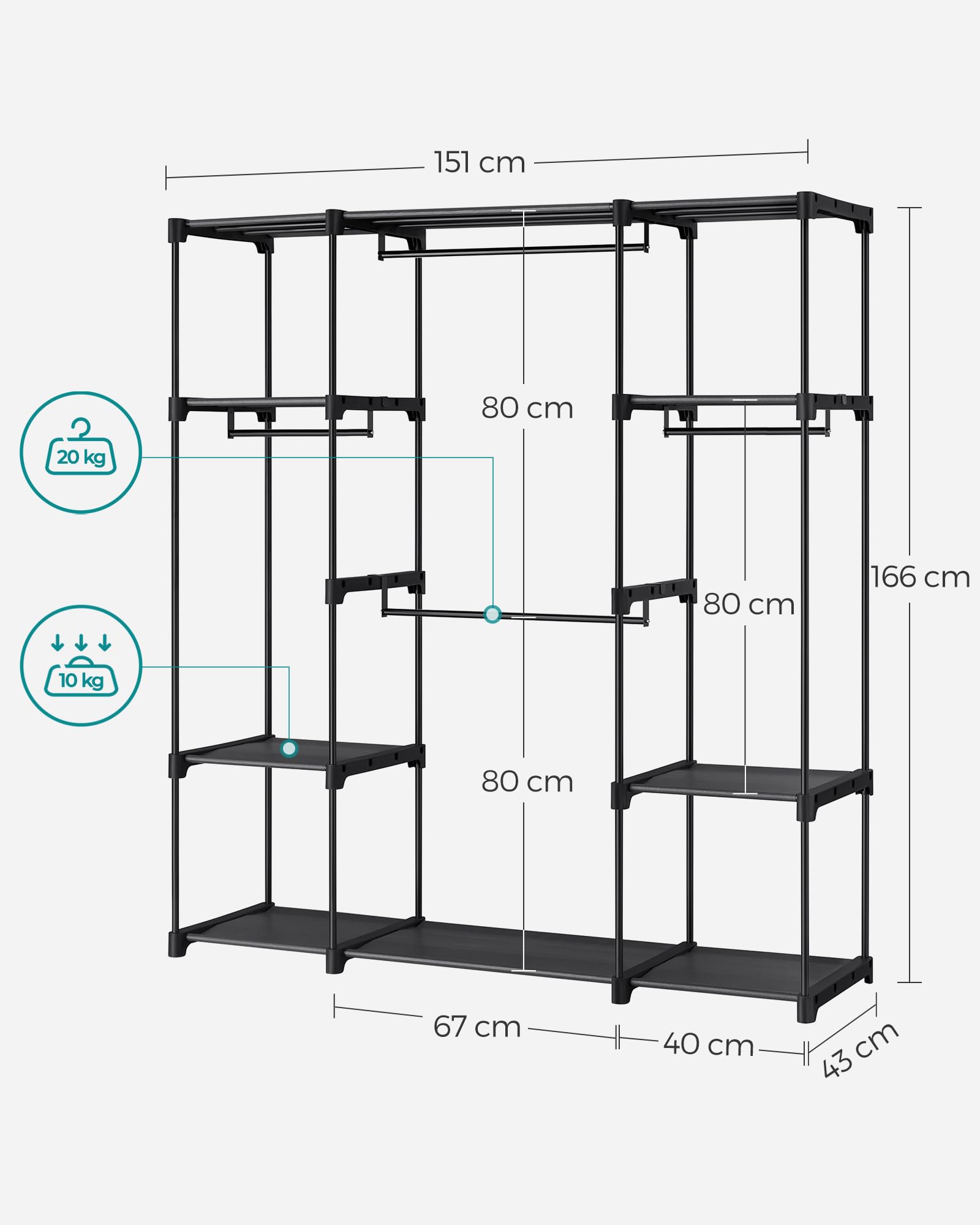 songmics-kleiderschrank-offen-ryg036b02-151x43x166-cm-schwarz image 5