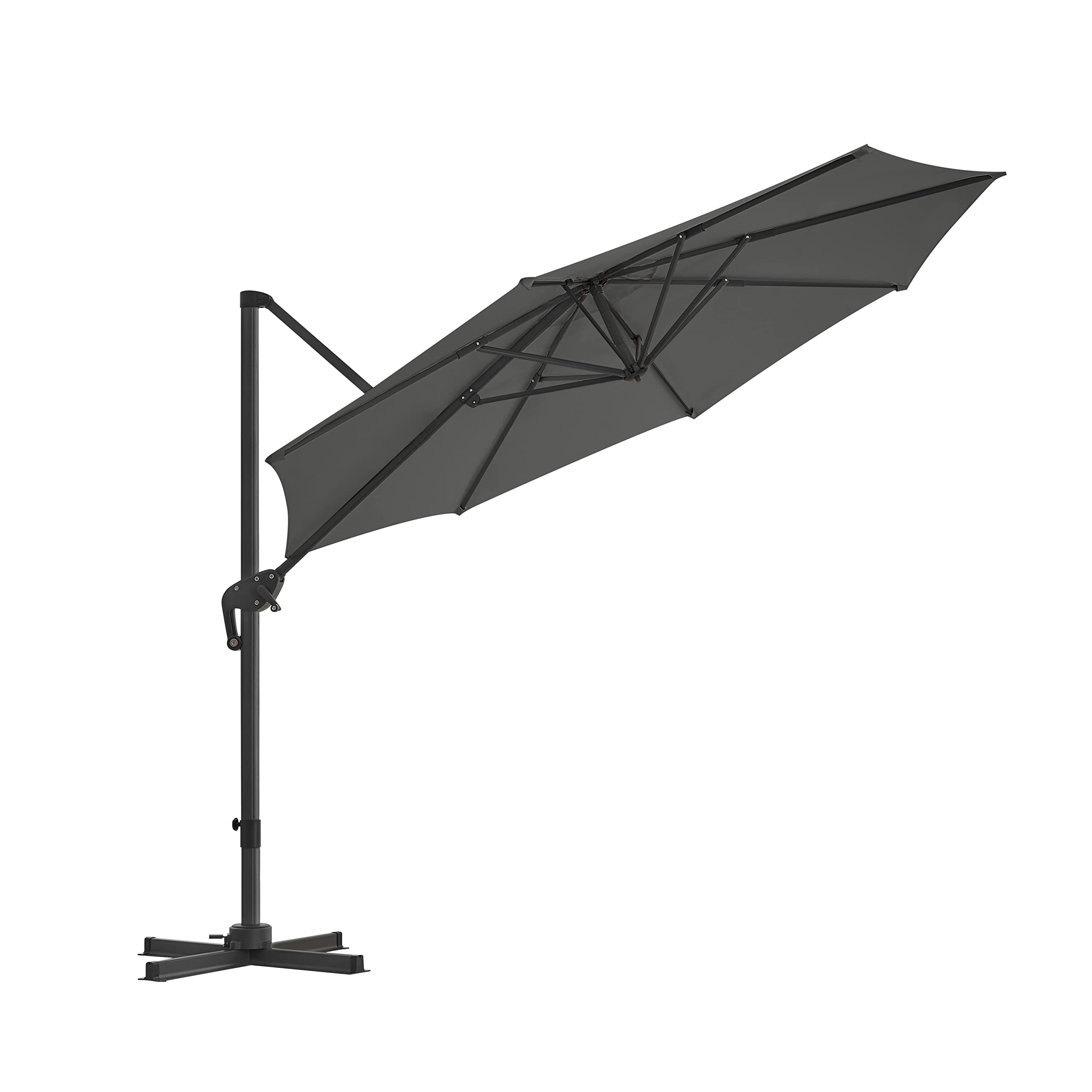 songmics-ampelschirm-gpu35gy-300-cm-upf-50-360-drehbar-mit-st-nder-grau image 1