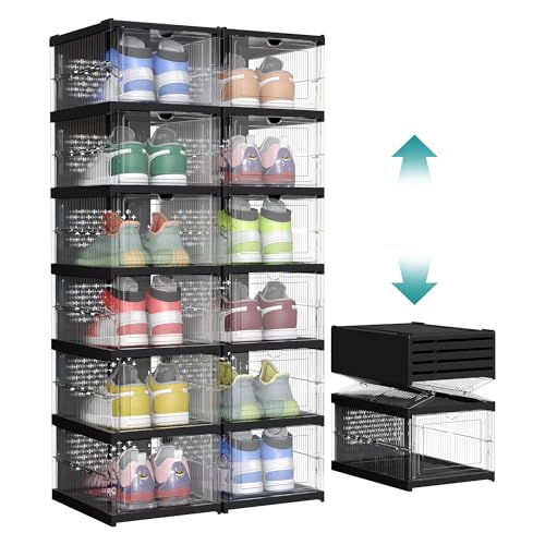 songmics-schuhschrank-2er-set-mit-12-schuhboxen-transparent-tintenschwarz-lsp206 image 8