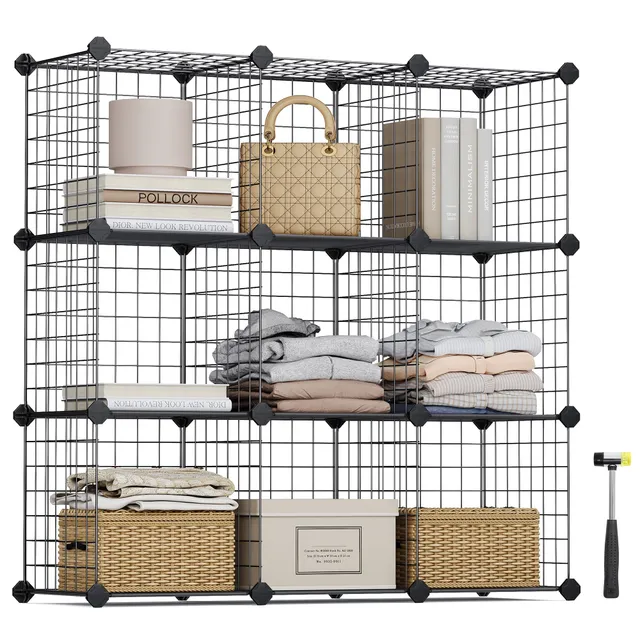 songmics-lpi115h-steckregal-w-rfelregal-9-f-cher-schwarz-93x31x93-cm image 1