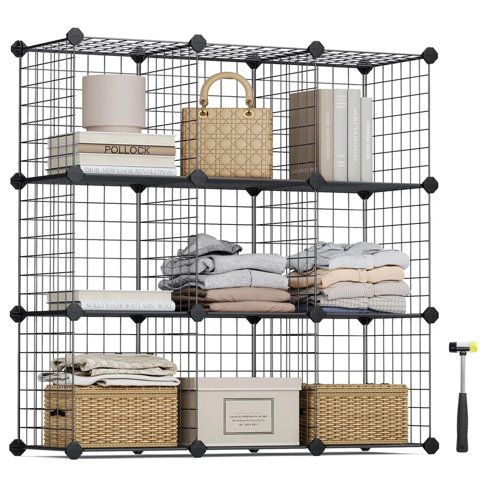 songmics-lpi115h-steckregal-w-rfelregal-9-f-cher-schwarz-93x31x93-cm image 1