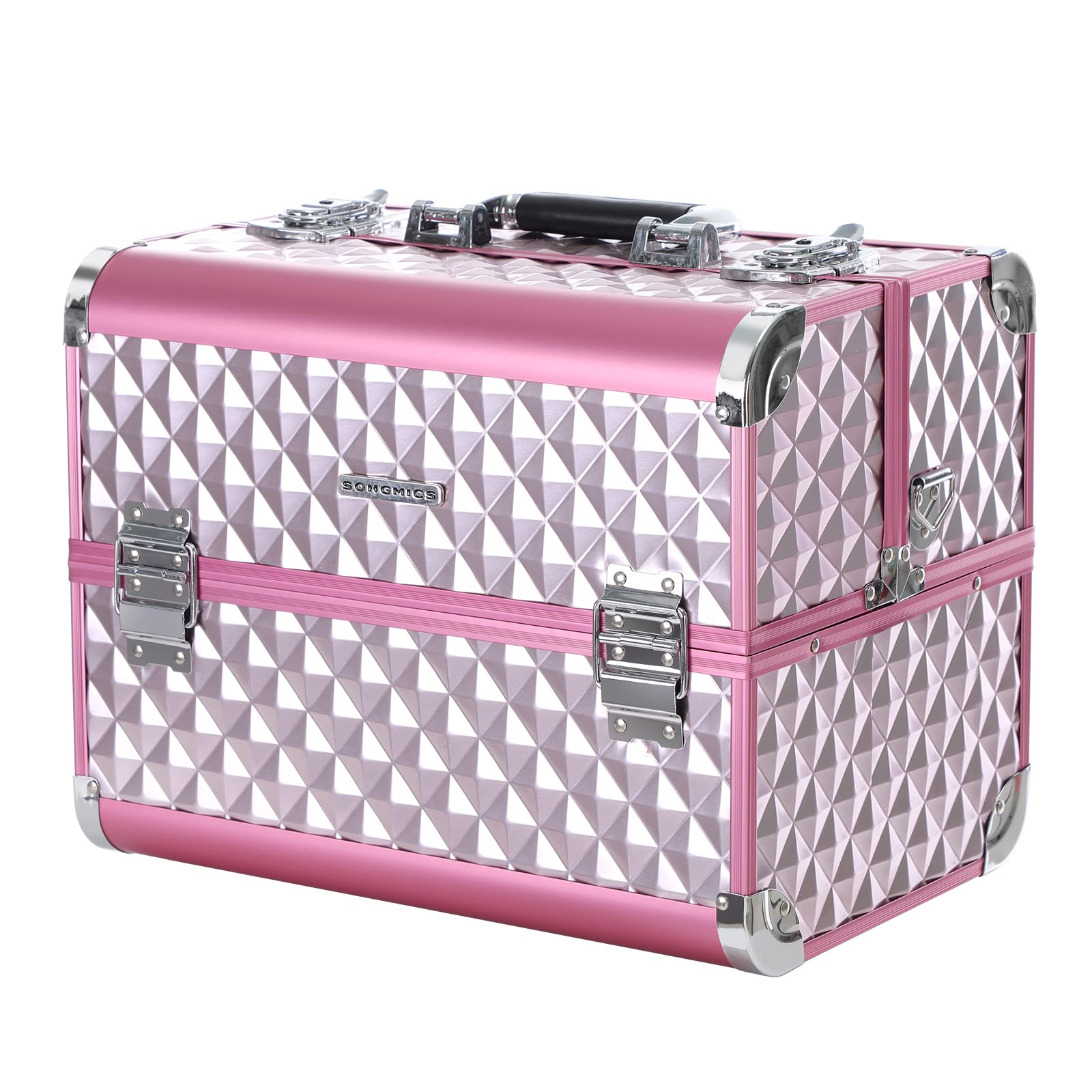 songmics-kosmetikkoffer-jbc319p-pink-silber-36-x-28-x-23-cm-mit-f-chern image 1