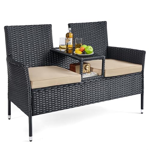 songmics-ggf022b02-balkonsofa-gartenbank-mit-tisch-pe-rattan-schwarz-taupe image 7