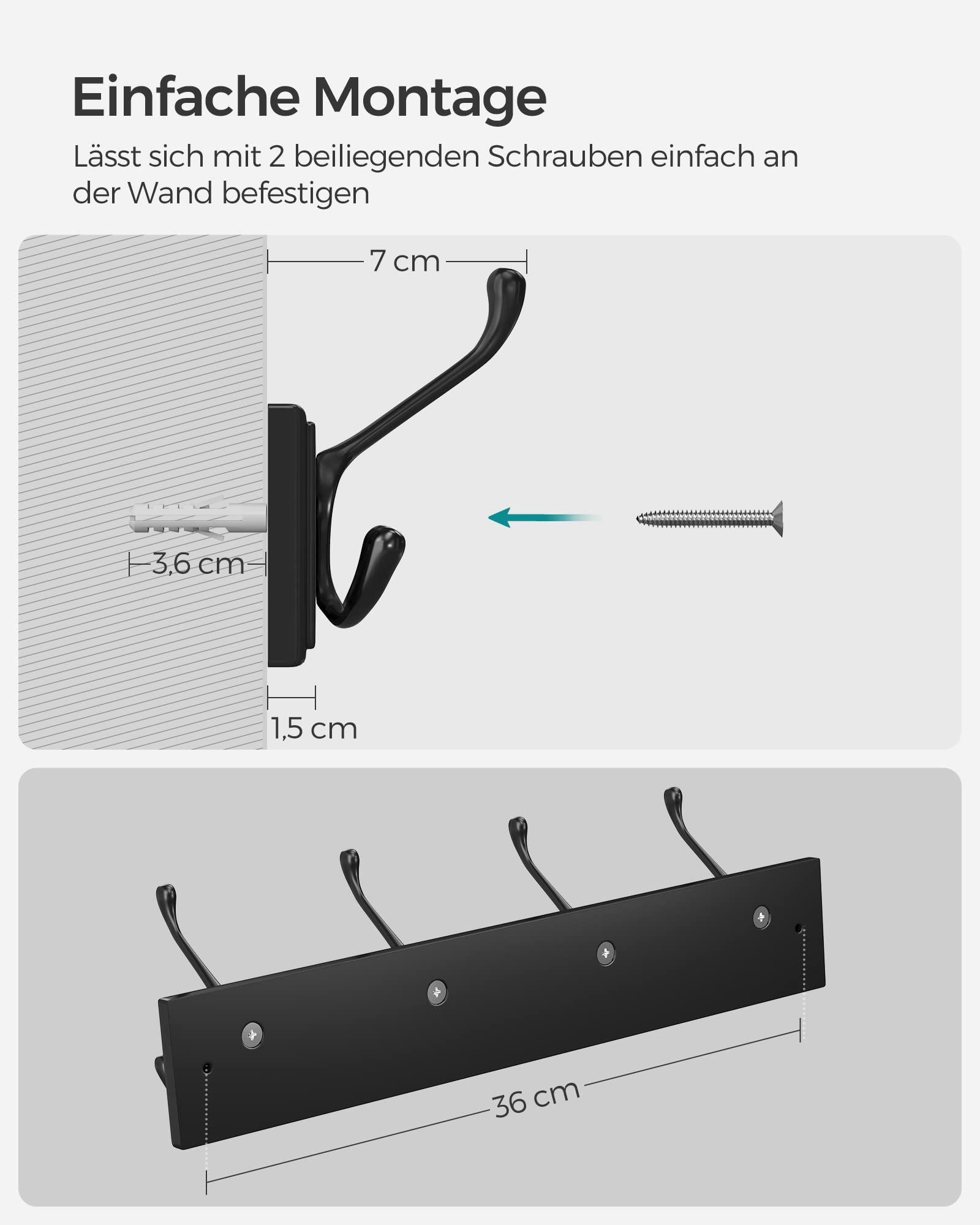 songmics-garderobenleiste-mit-4-dreifach-haken-schwarz-lhr030b01 image 3