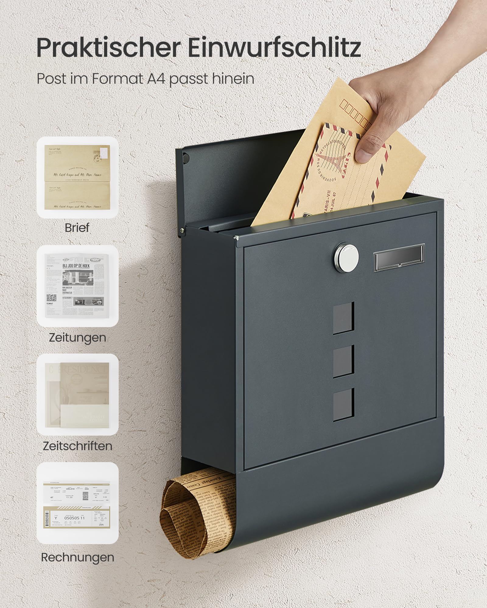 songmics-gmb20ag-wandbriefkasten-mit-zeitungsfach-anthrazitgrau image 4