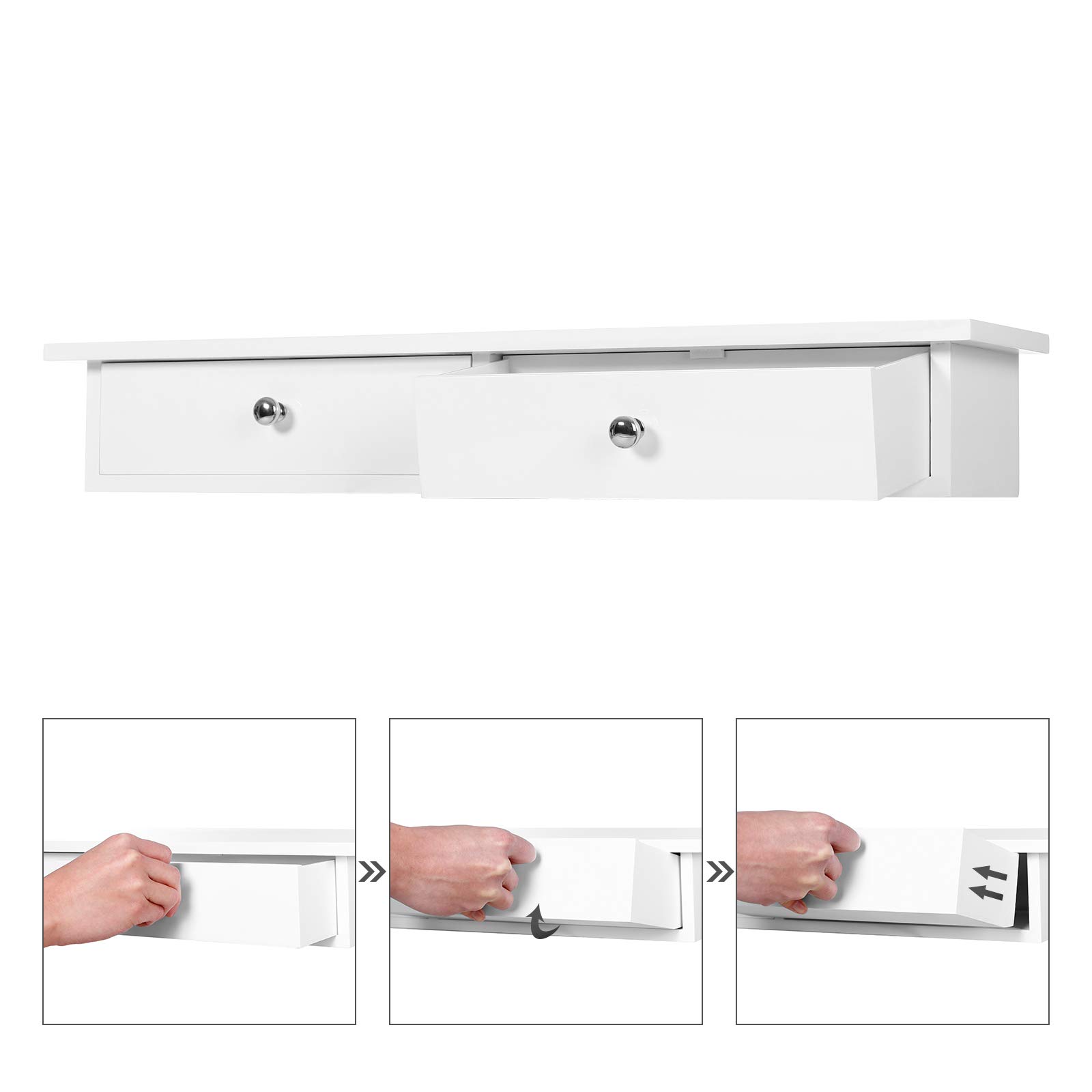 songmics-wandregal-set-2-teilig-mit-5-schubladen-schweberegal-wei-hochglanz-lws1 image 8