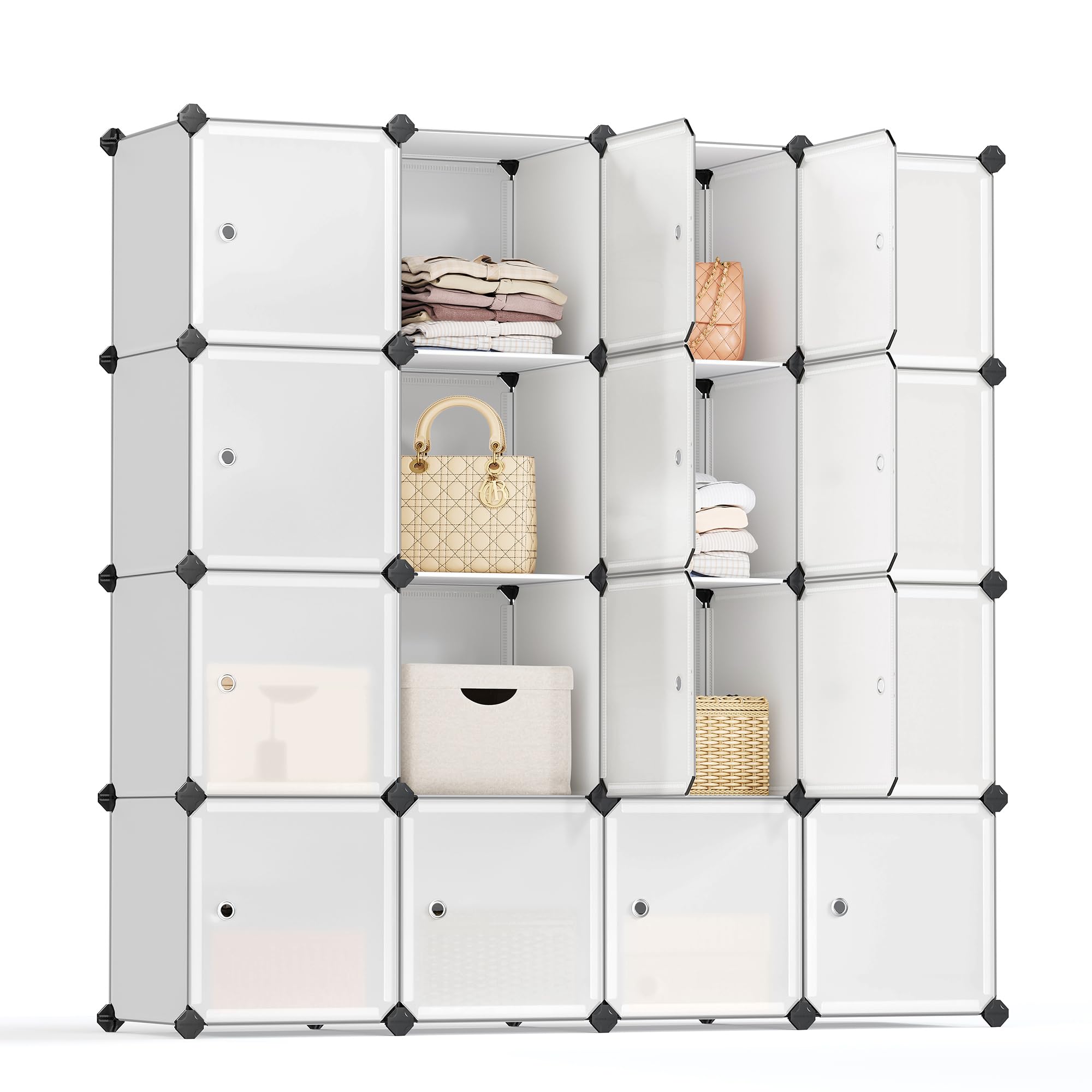 songmics-steckregal-16-w-rfel-kleiderschrank-wei-lpc44bs-mit-t-ren image 1