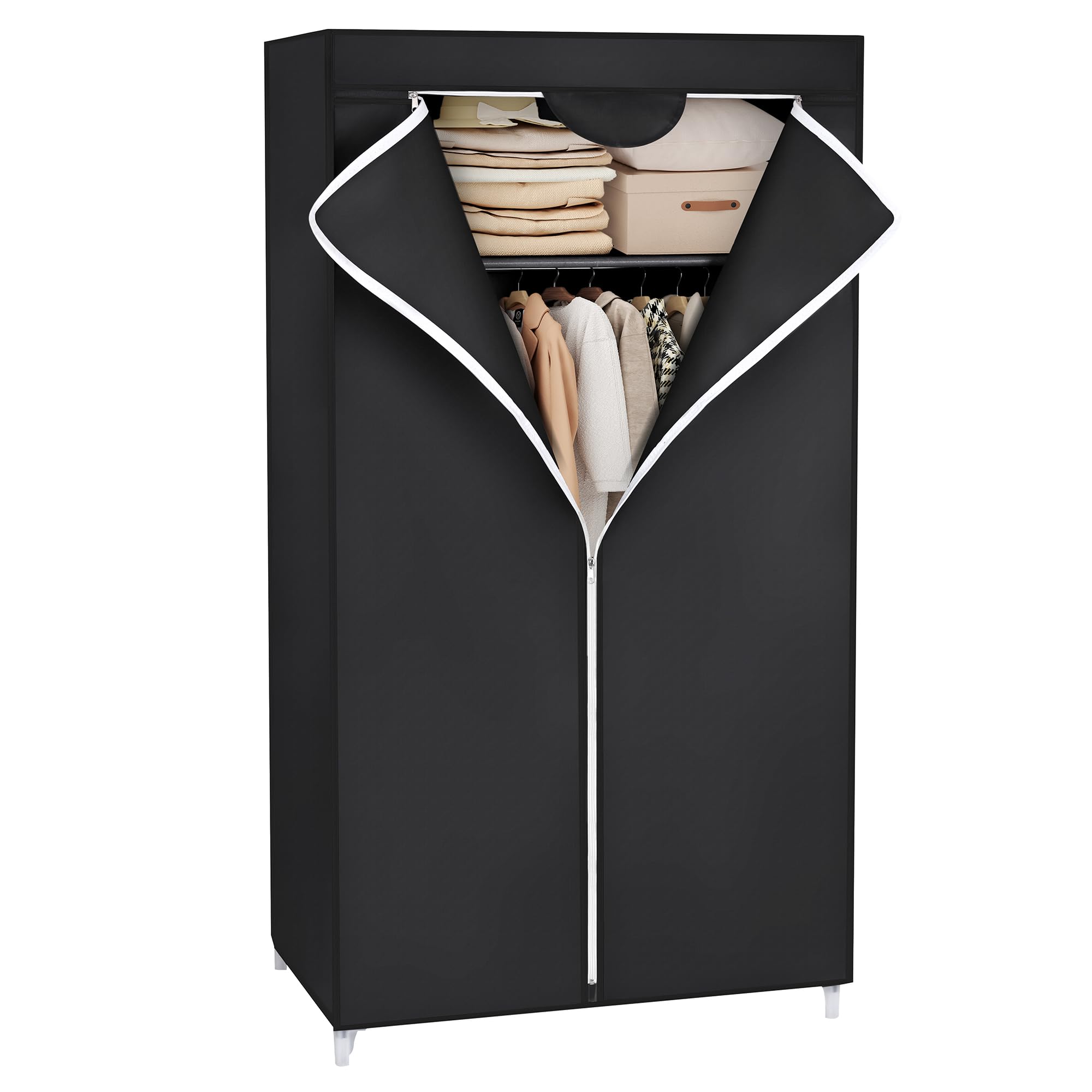 songmics-kleiderschrank-stoffschrank-75-x-45-x-160-cm-schwarz image 1