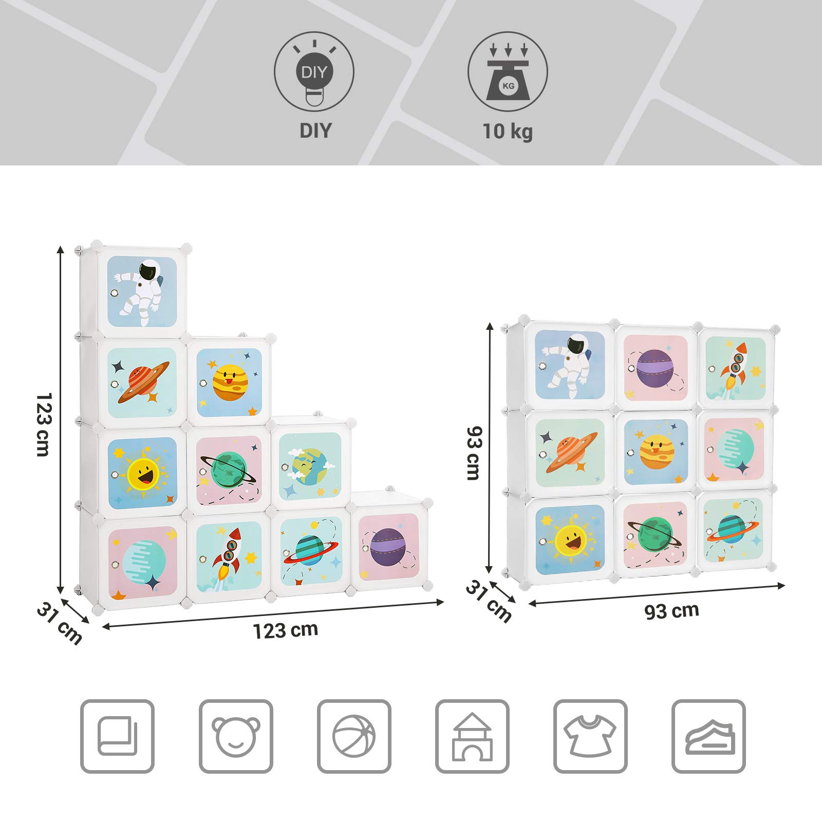 songmics-kinder-aufbewahrungsschrank-lpc903w01-10-w-rfel-123x31x123-cm-wei image 8