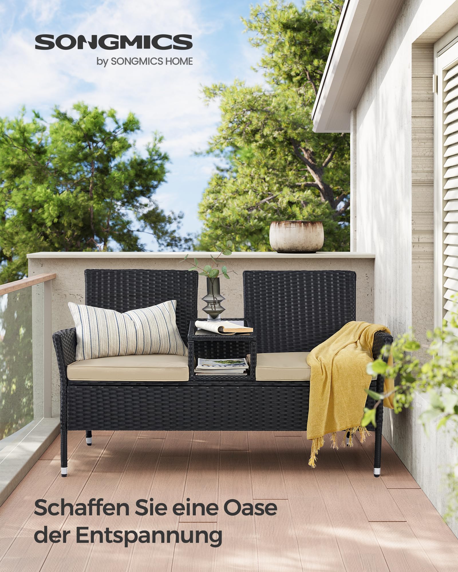 songmics-ggf022b02-balkonsofa-gartenbank-mit-tisch-pe-rattan-schwarz-taupe image 3