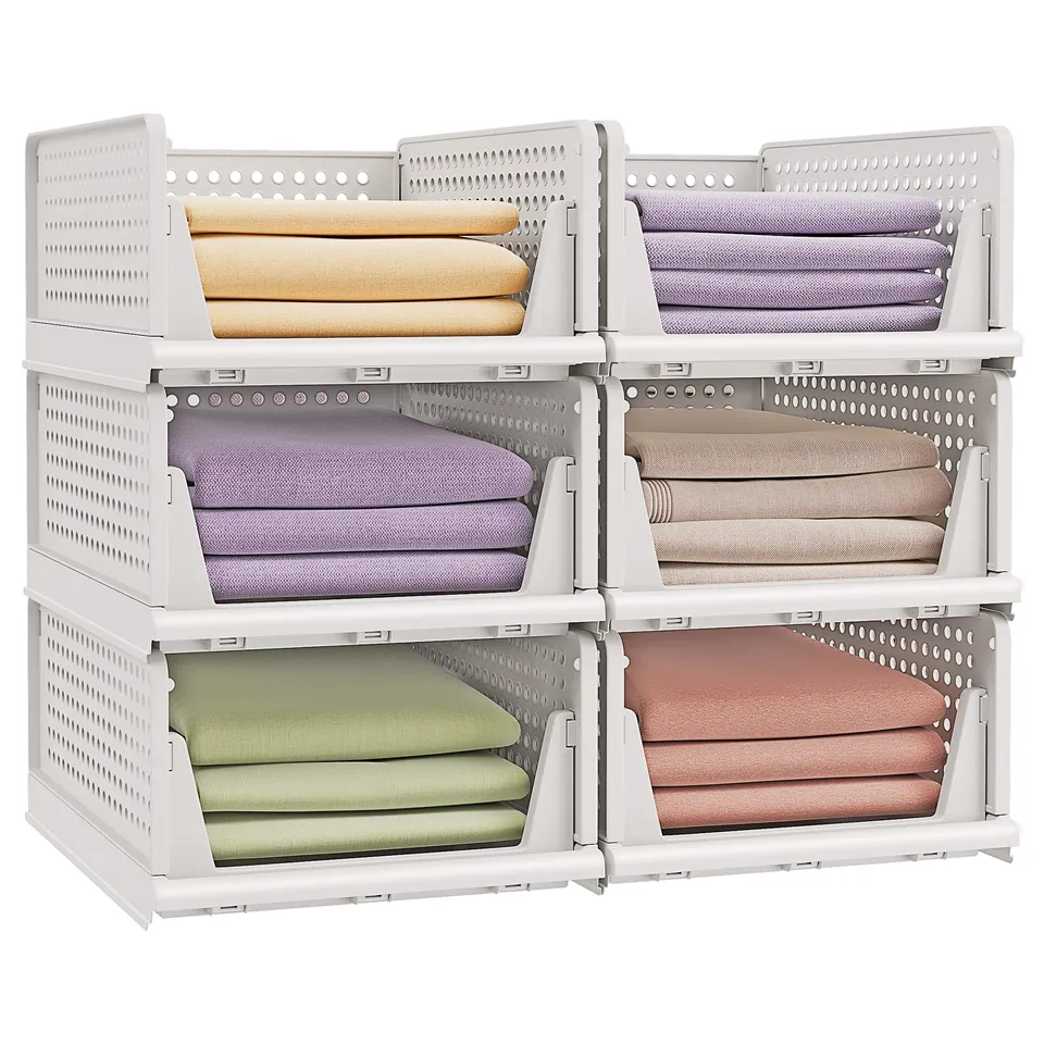 songmics-schrank-organizer-6er-set-klappbar-stapelbar-ausziehbarer-korb image 1