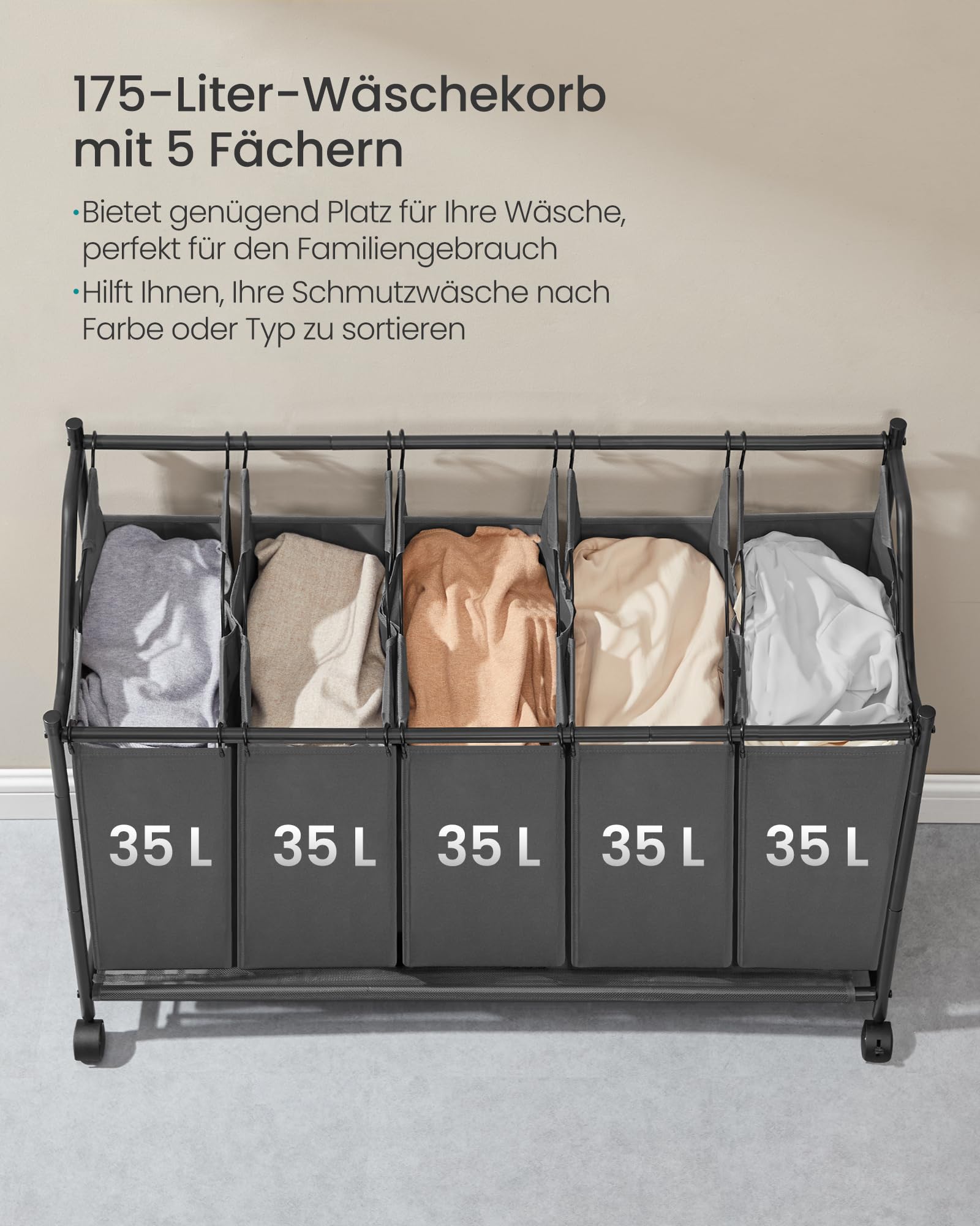 songmics-w-schekorb-mit-rollen-5-x-35-l-175-l-schiefergrau-rls103g01 image 3