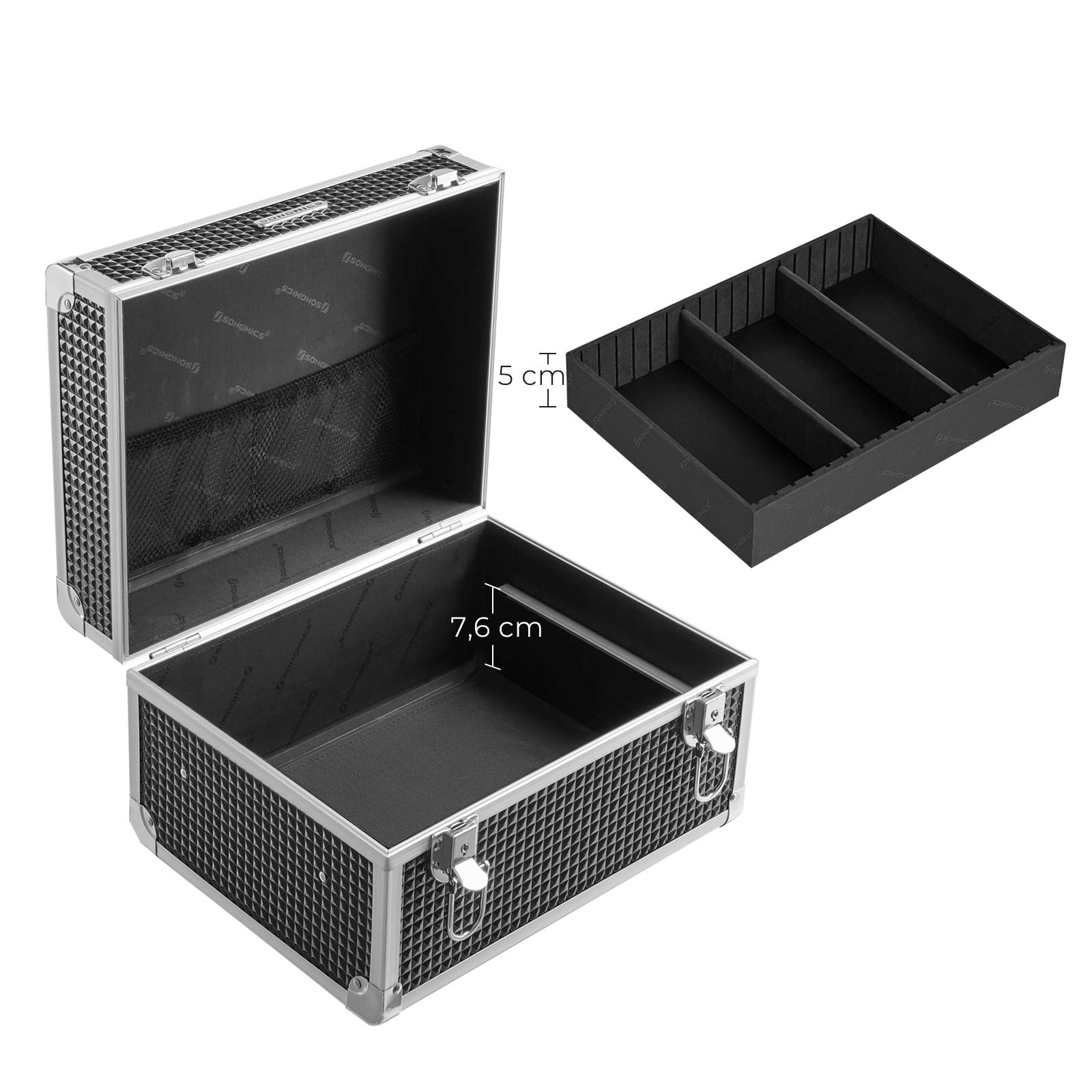 songmics-kosmetikkoffer-schminkkoffer-schwarz-mit-tablett-jbc328b01 image 5