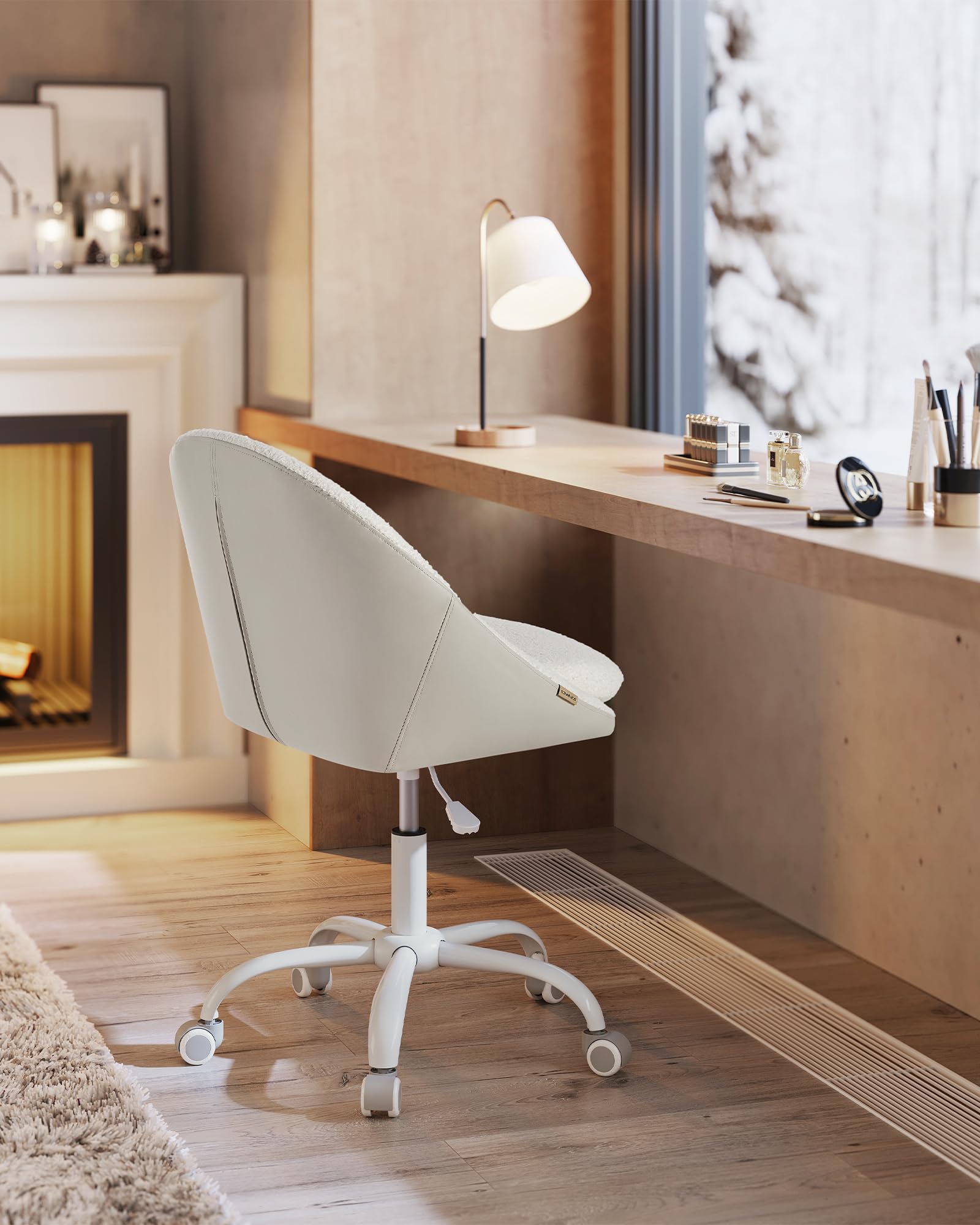 songmics-drehstuhl-sherpa-schminkstuhl-h-henverstellbar-beige-wei-obg020w01 image 4