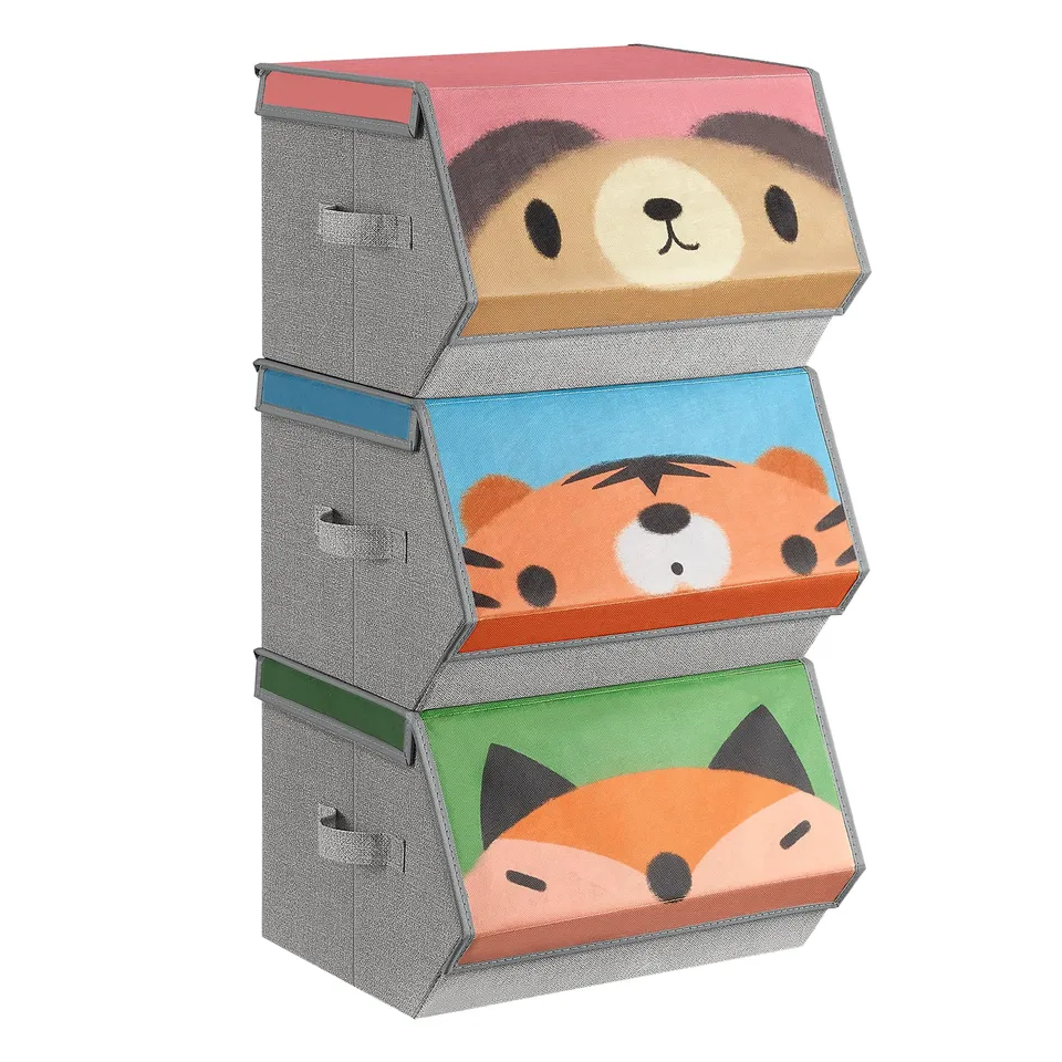 songmics-aufbewahrungsboxen-3er-set-rfb760p03-faltboxen-mit-tier-motiv-und-magne image 1
