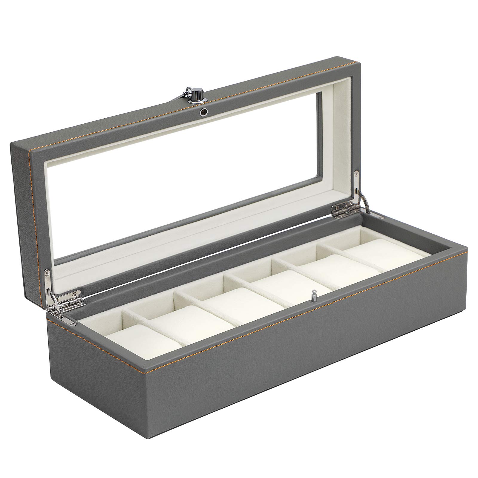 songmics-uhrenbox-jwb013gy-uhrenkasten-f-r-6-uhren-grau image 1