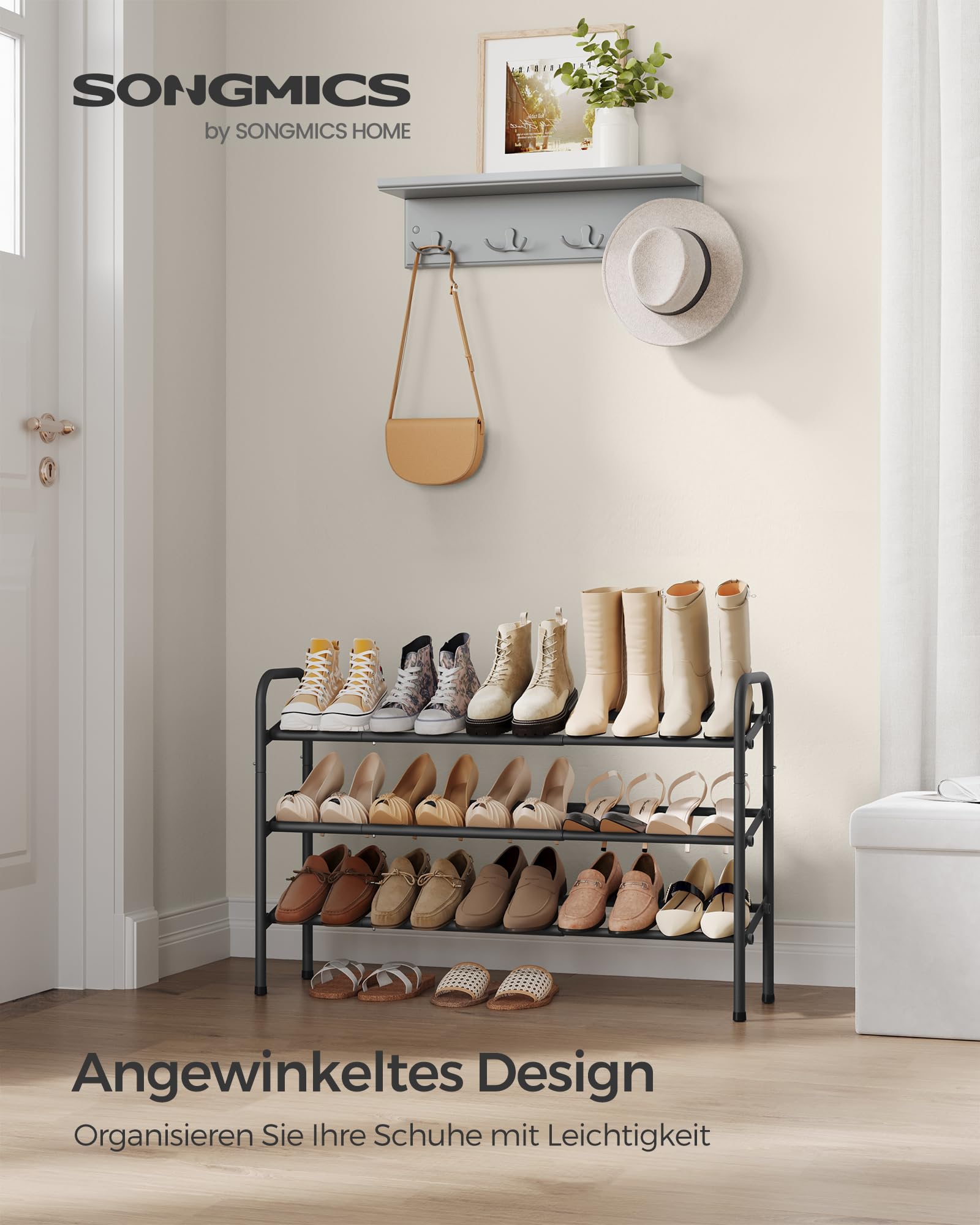 songmics-schuhregal-3-ebenen-ausziehbar-58-83-cm-tintenschwarz-lmr039b01 image 2