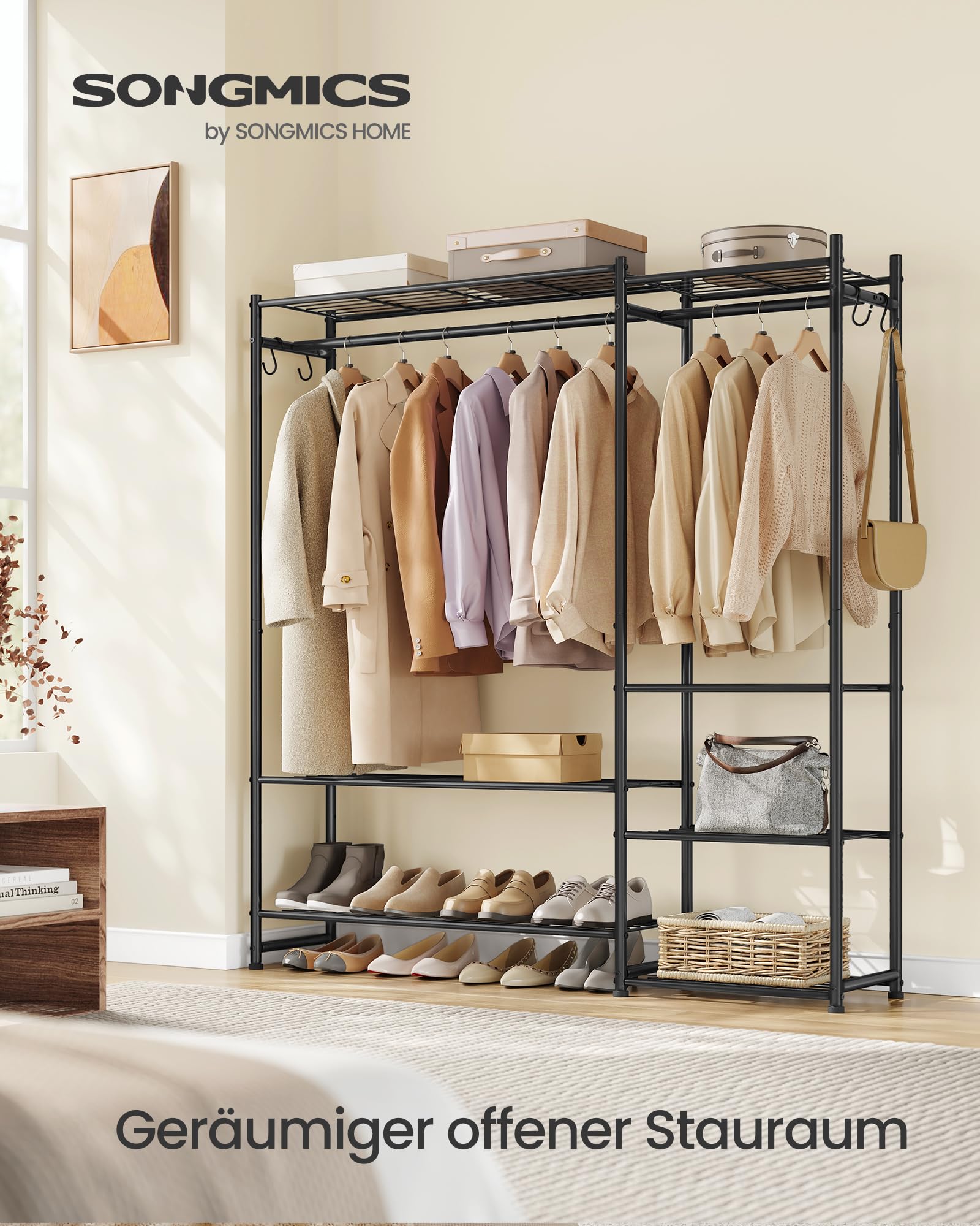 songmics-kleiderst-nder-offener-kleiderschrank-lgr010bz01-schwarz-mit-7-ablagen image 2