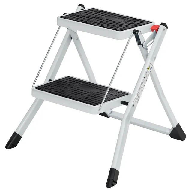 songmics-trittleiter-2-stufen-gsl02wt-stahl-wei-schwarz-150-kg image 1