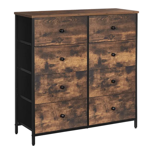 songmics-kommode-mit-8-stoffschubladen-vintagebraun-schwarz-lgs024b01 image 1