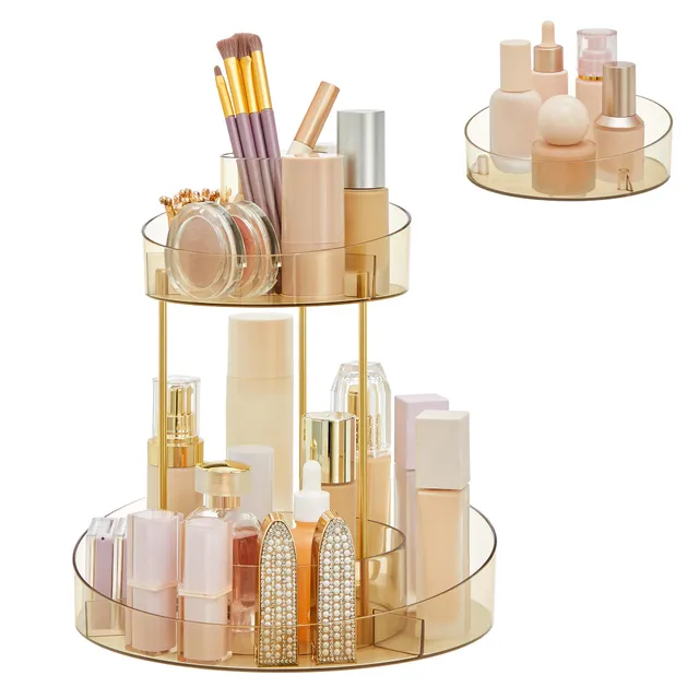 songmics-make-up-organizer-drehbar-jka027a01-2-ebenen-rund-champagnergold image 1