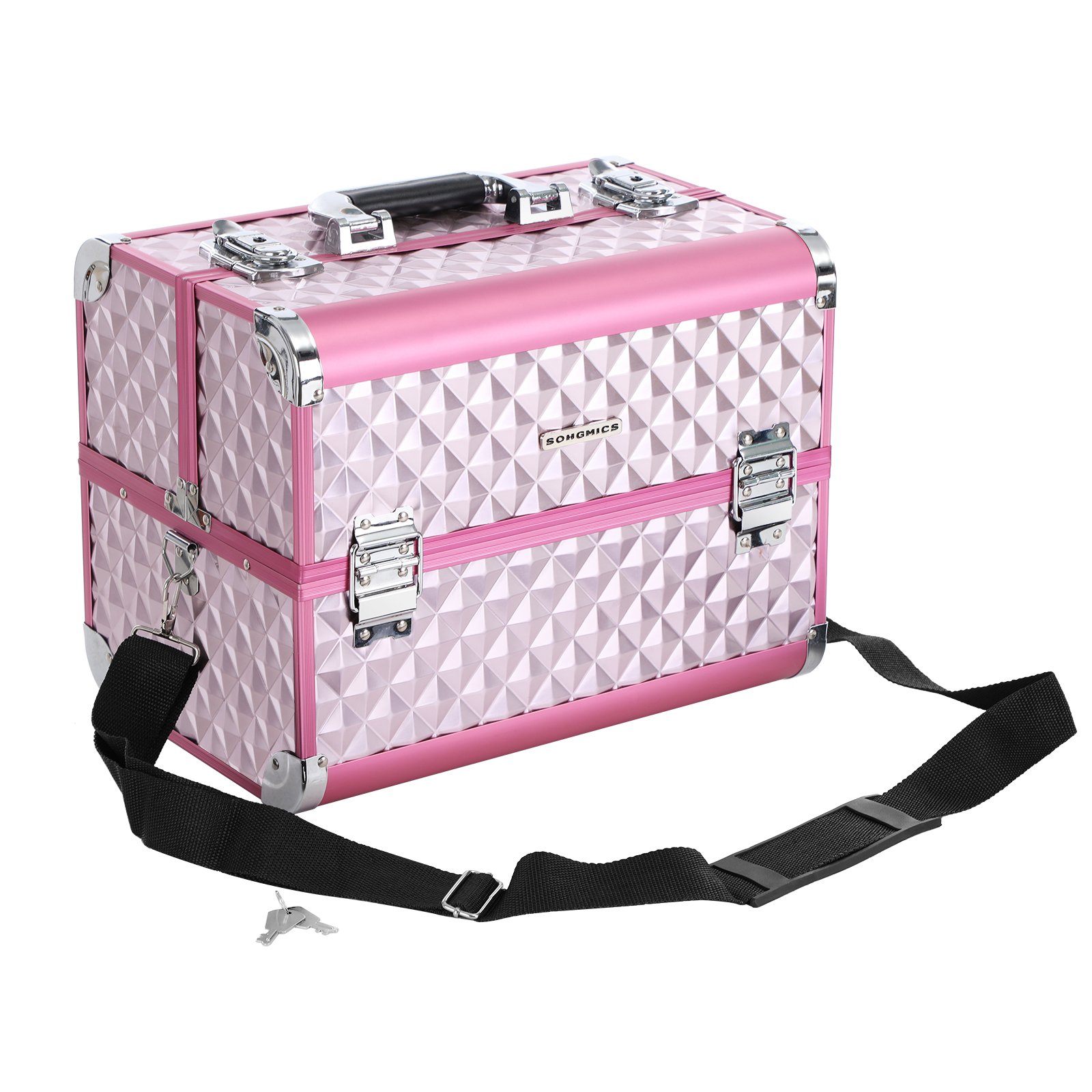 songmics-kosmetikkoffer-jbc319p-pink-silber-36-x-28-x-23-cm-mit-f-chern image 6