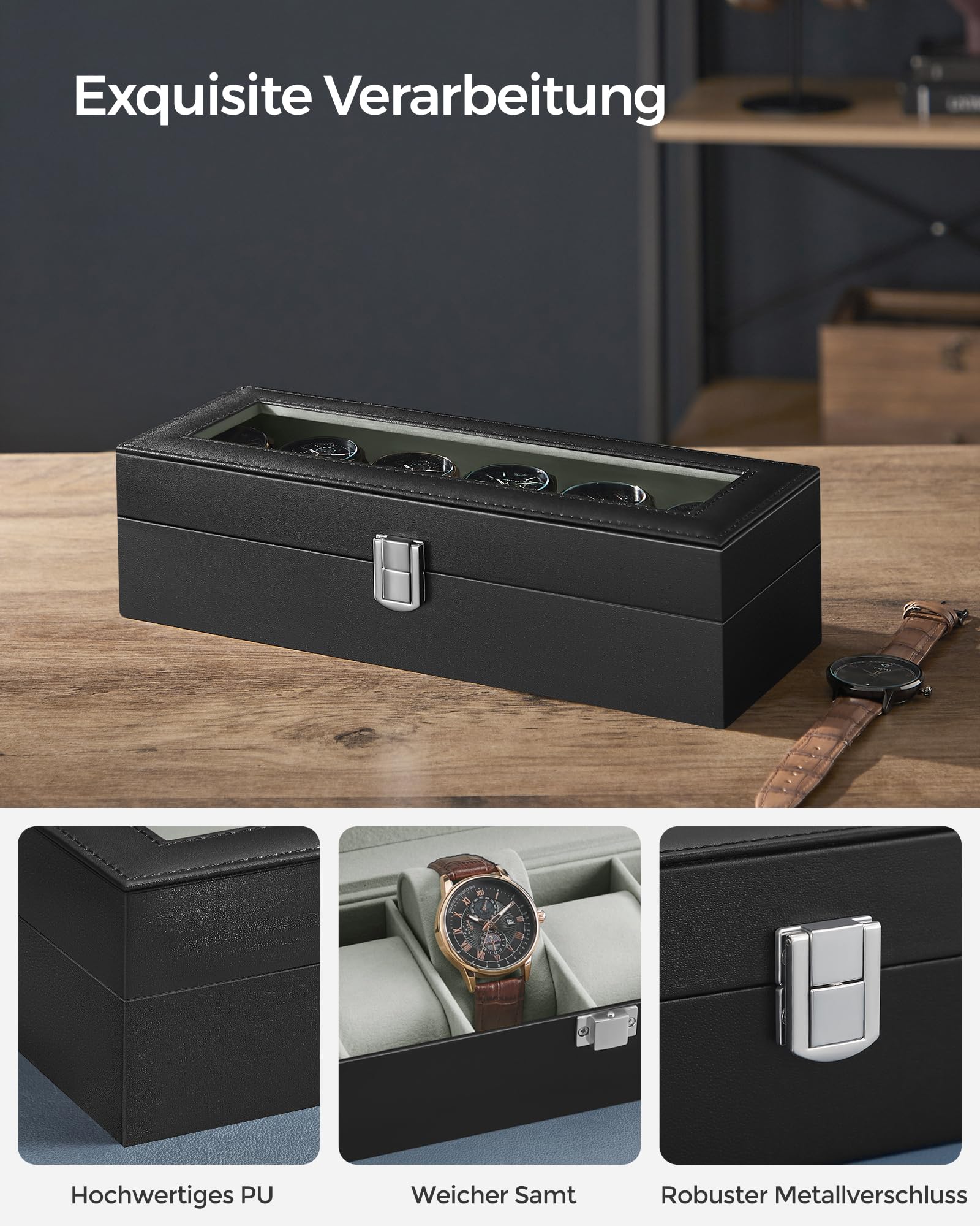 songmics-uhrenbox-jwb06bk-mit-6-f-chern-glasdeckel-schwarz image 3
