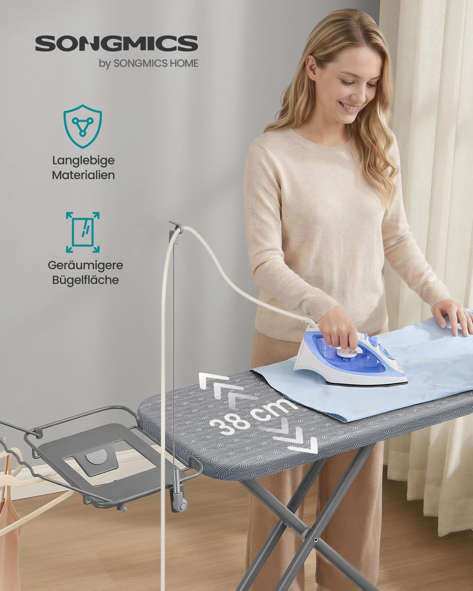 songmics-b-gelbrett-122-x-38-cm-h-henverstellbar-klappbar-mit-ablage image 2