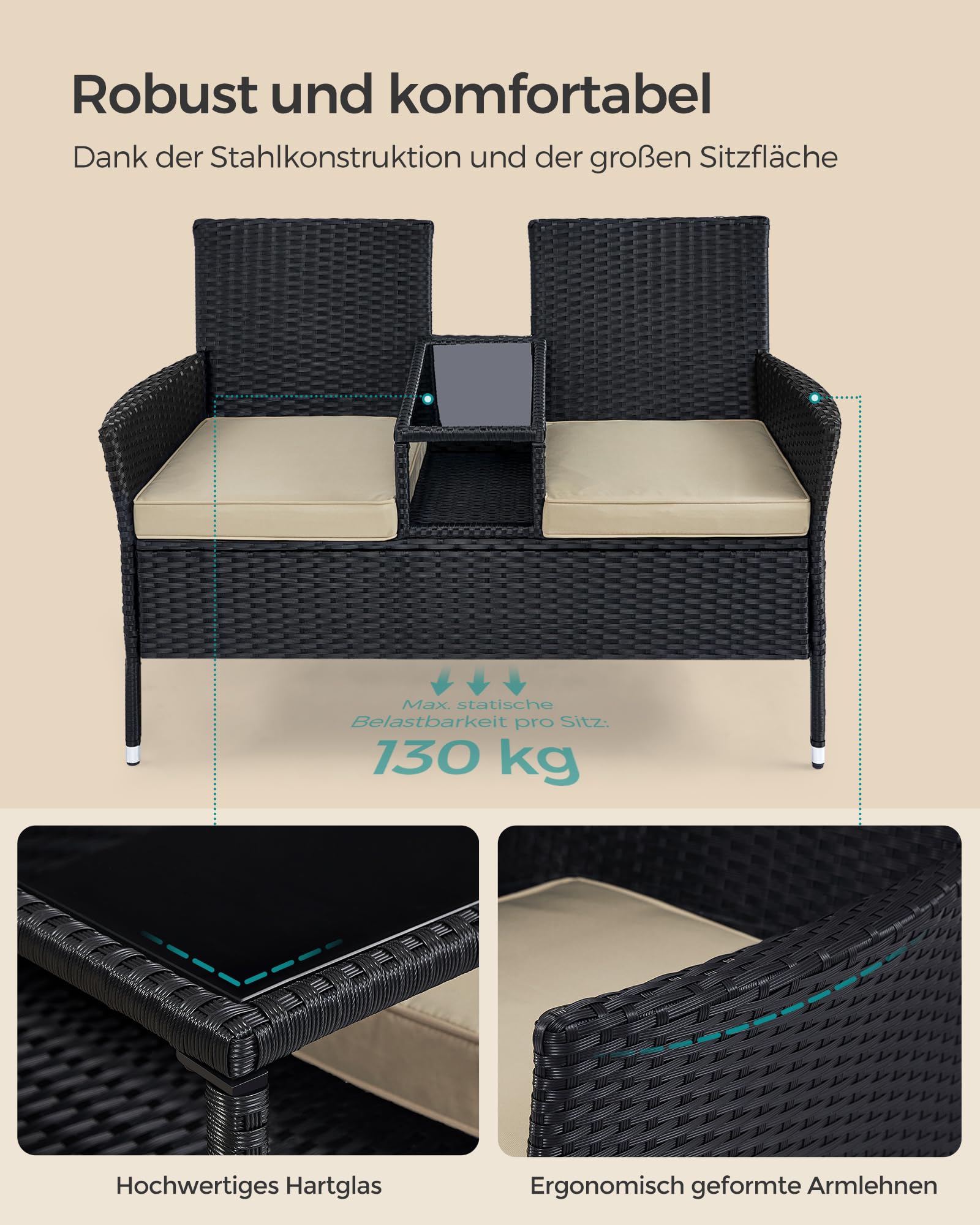 songmics-ggf022b02-balkonsofa-gartenbank-mit-tisch-pe-rattan-schwarz-taupe image 6