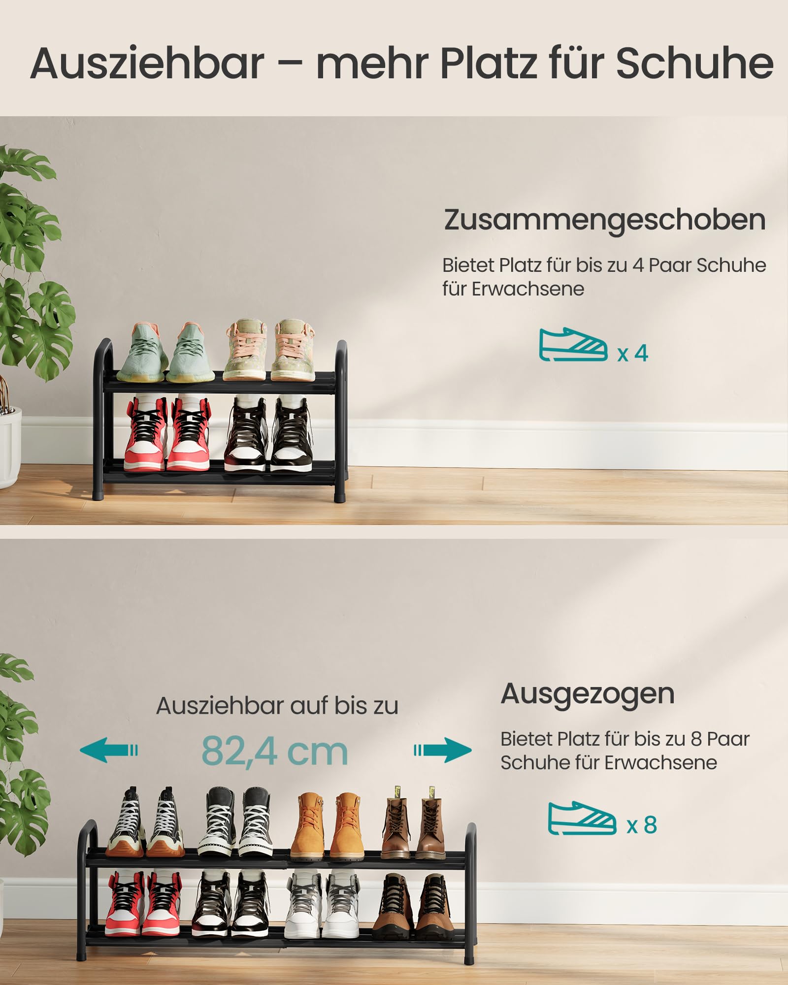 songmics-schuhregal-ausziehbar-2-ebenen-44-5-82-4-cm-metall-tintenschwarz-lmr026 image 4
