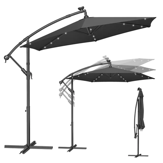 songmics-ampelschirm-300-cm-mit-led-solar-beleuchtung-gpu118g01-grau-mit-st-nder image 1
