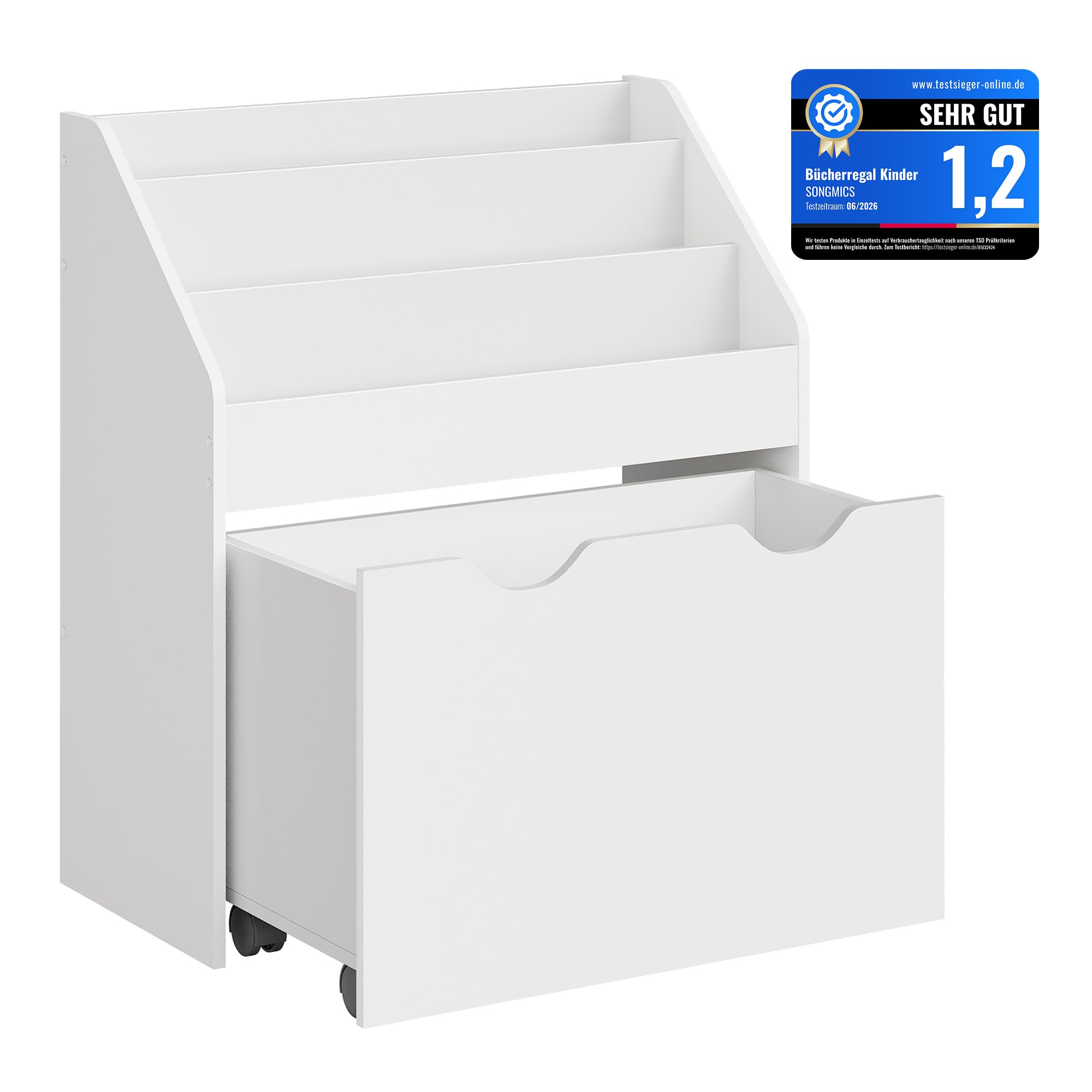 songmics-gkr041w10-kinderregal-b-cherregal-3-ebenen-mit-rollbox image 1