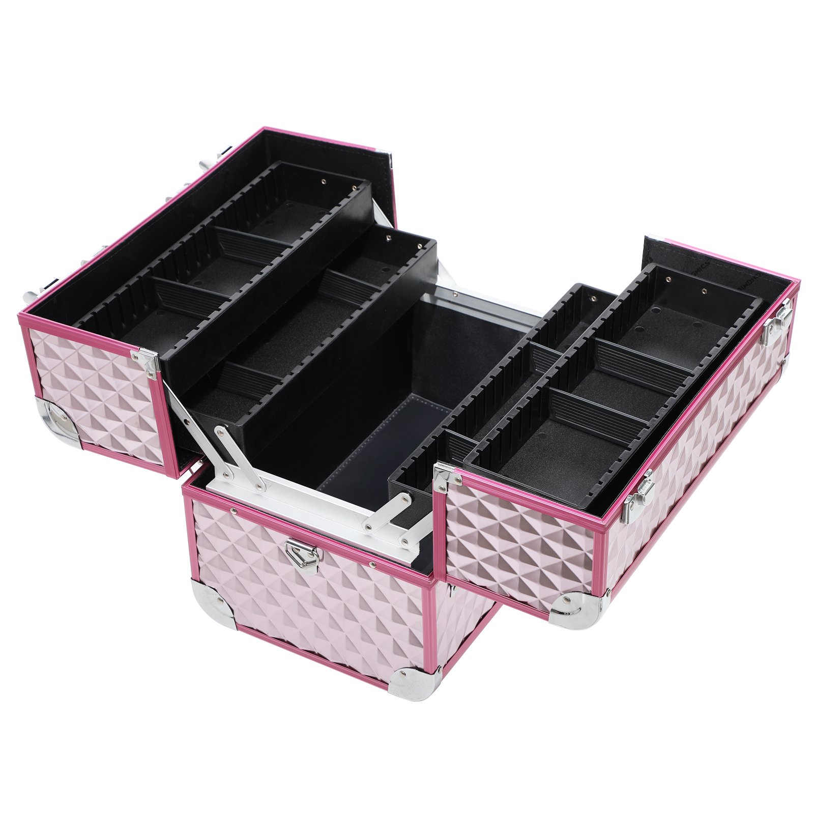 songmics-kosmetikkoffer-jbc319p-pink-silber-36-x-28-x-23-cm-mit-f-chern image 3