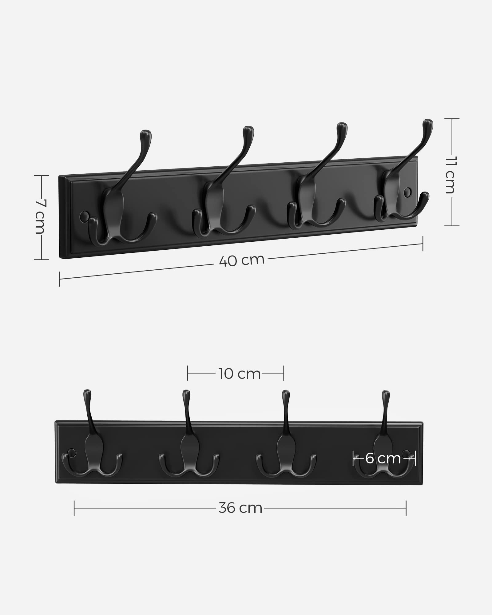 songmics-garderobenleiste-mit-4-dreifach-haken-schwarz-lhr030b01 image 2